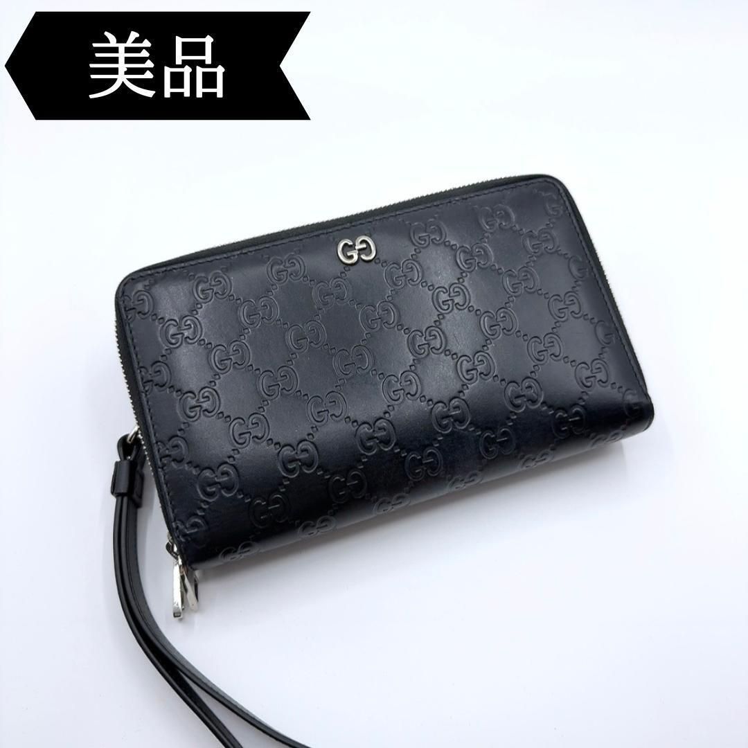 目立った傷や汚れなし】◇グッチ◇グッチシマ/ジップウォレット  