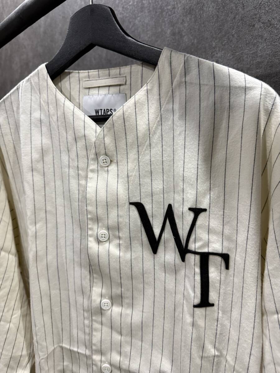 【02 M】WTAPS 22SS 221TQDT-SHM01 LEAGUE LS COTTON FLANNEL STRIPE リーグ ベースボール ストライプ 長袖 フランネル