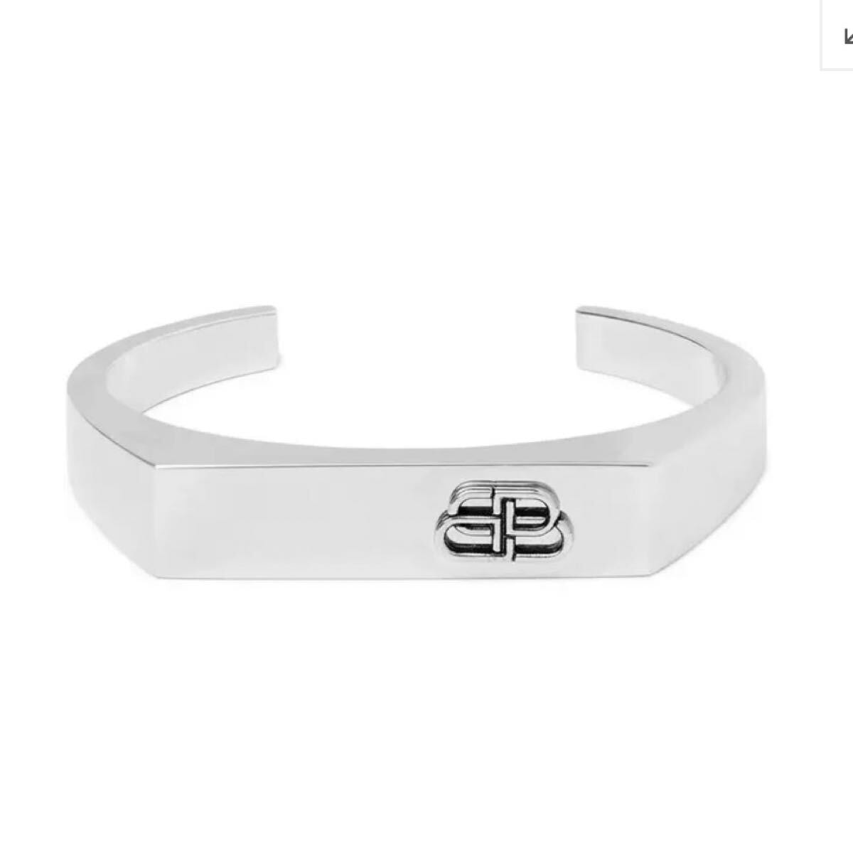 【BALENCIAGA】Logo Detailed Silver Cuff バレンシアガ ロゴ シルバー カフ ブレスレット バングル