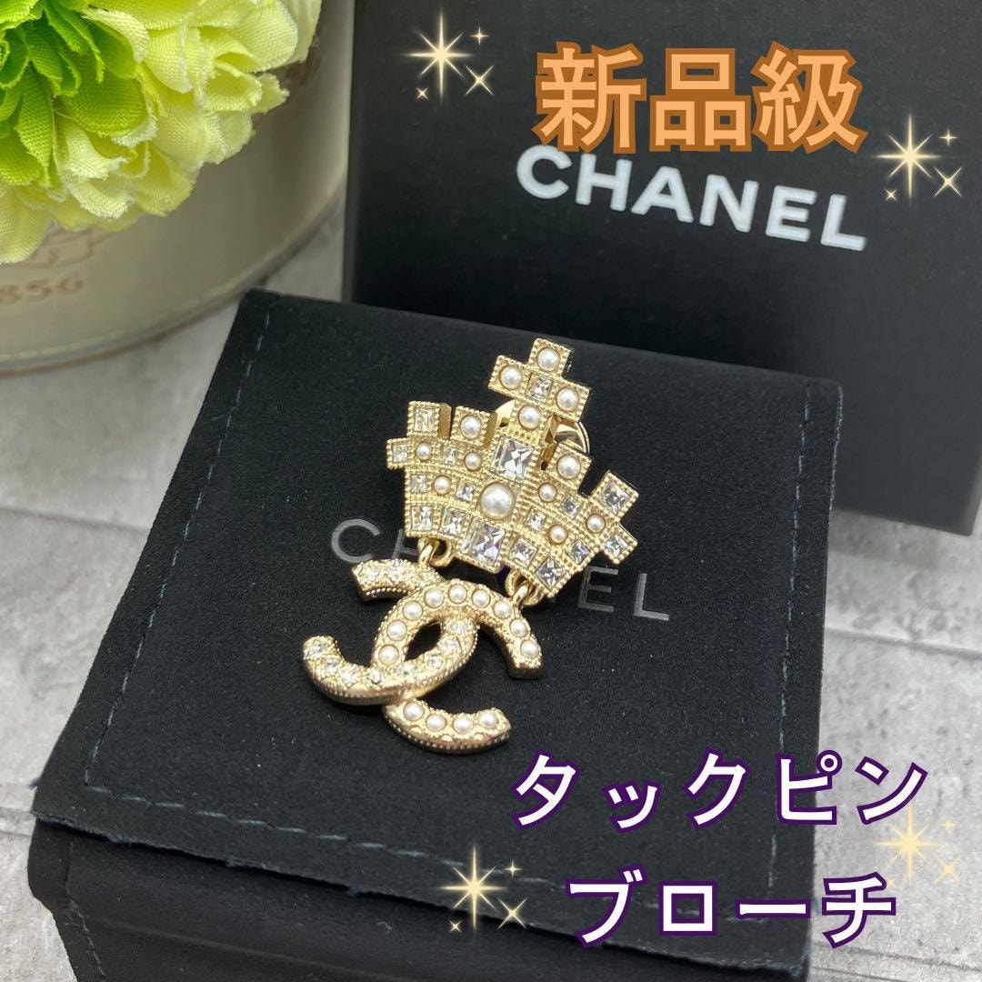 シャネル ブローチ ココマーク メタル パール ブローチ ゴールド系 希少 レア