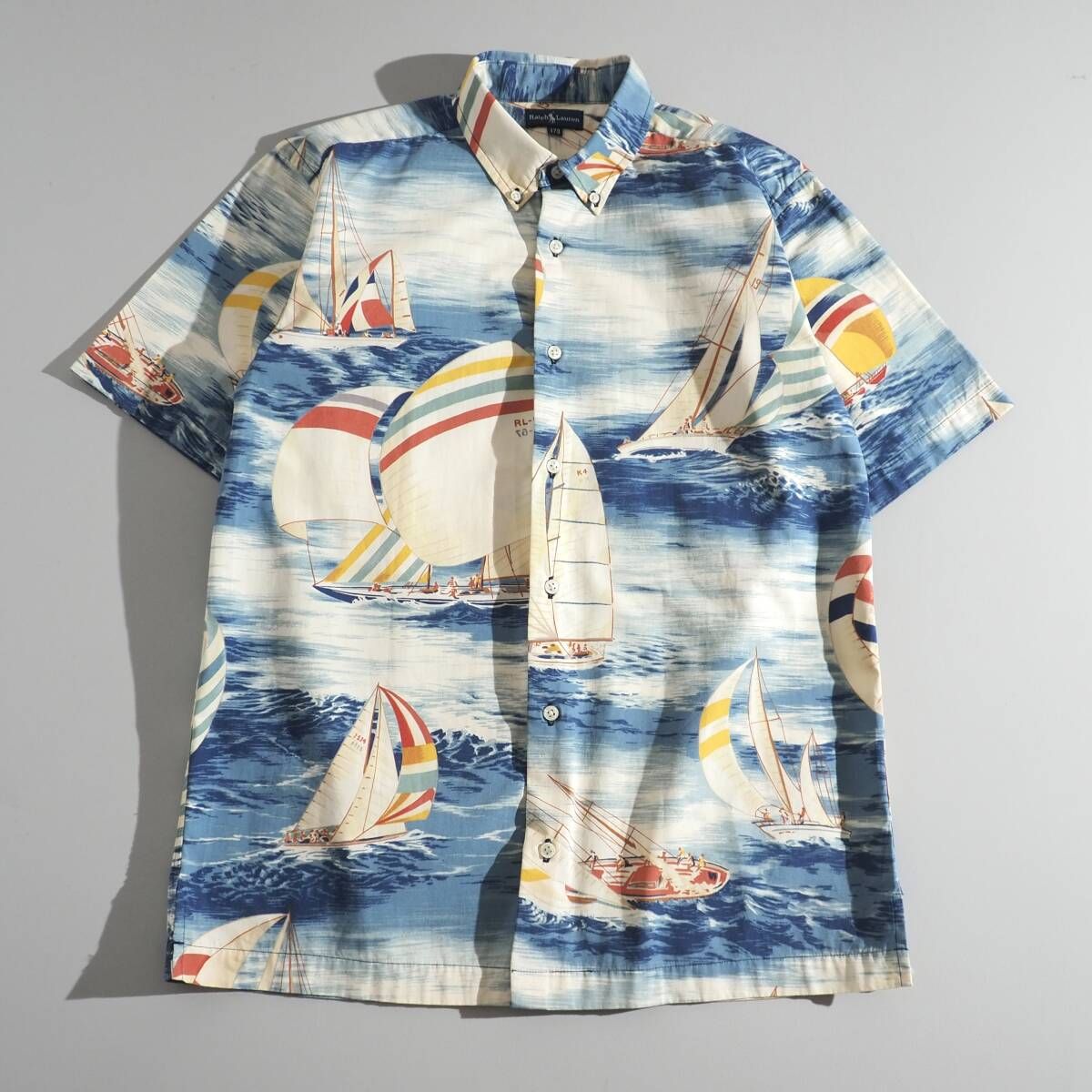 ラルフローレン　Ralph Lauren　希少　アロハシャツ　半袖　ヨット柄　メンズ　美品