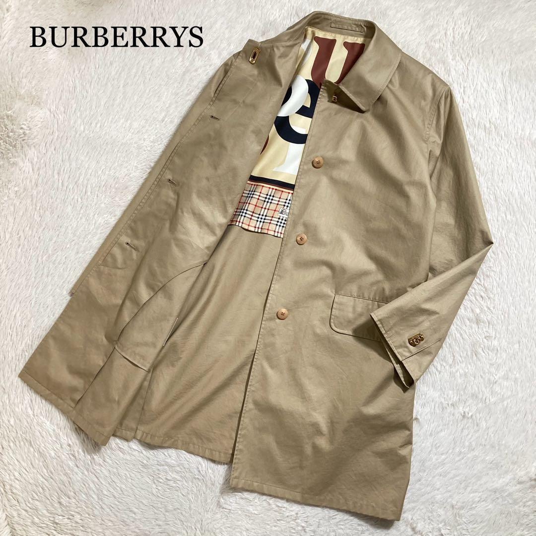 極美品 白タグ BURBERRYS バーバリーズ ステンカラーコート 金ボタン ノバチェック 綿