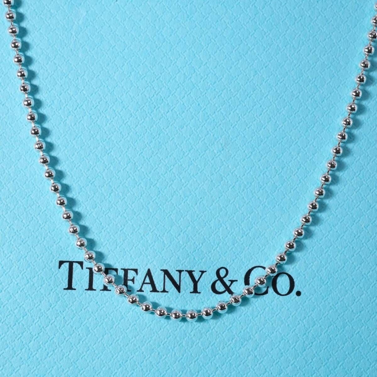極美品86cm ティファニー ロングボールチェーン ネックレス/25-3078