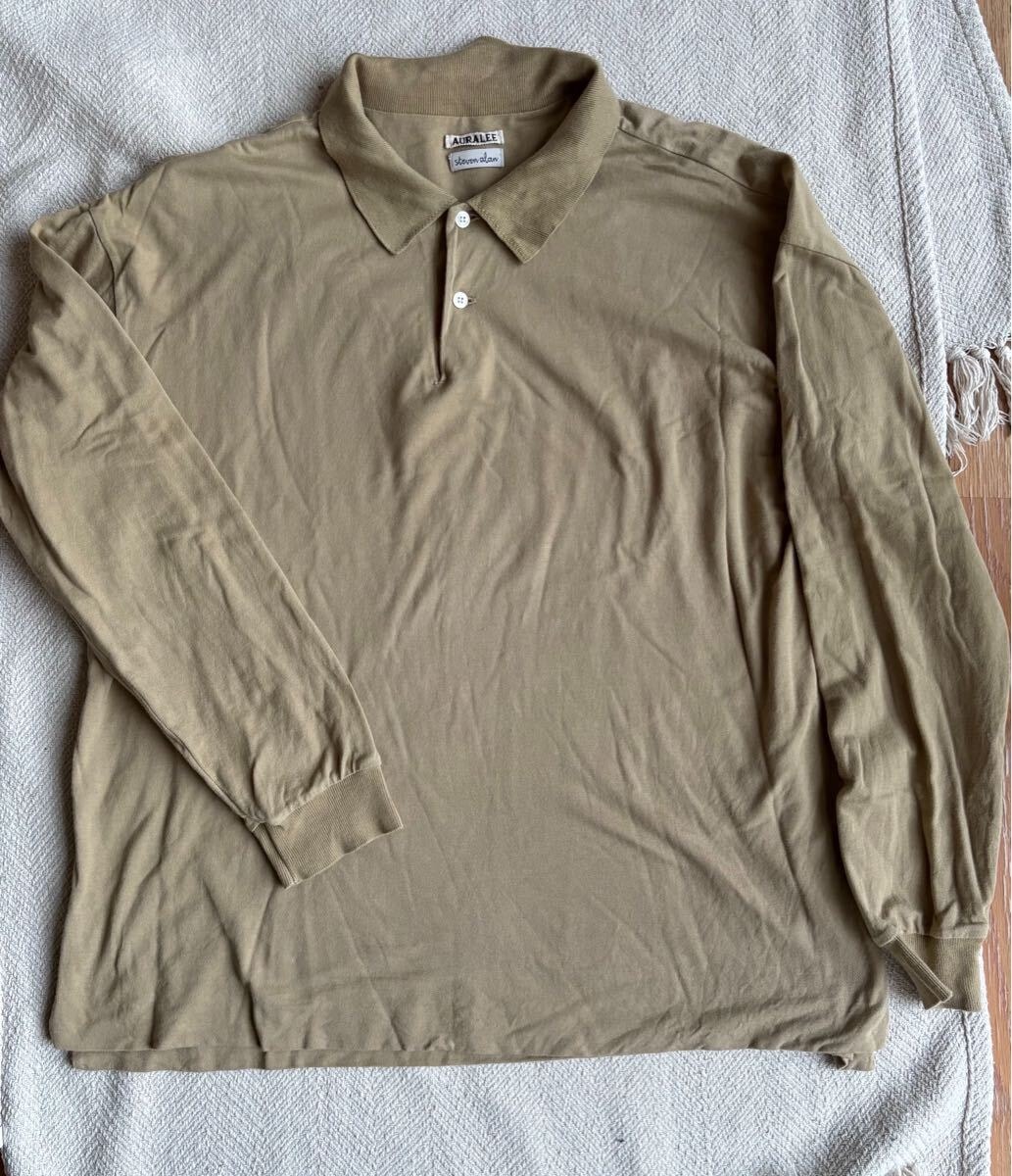 AURALEE steaven alan別注　長袖ポロシャツ M ベージュ　古着