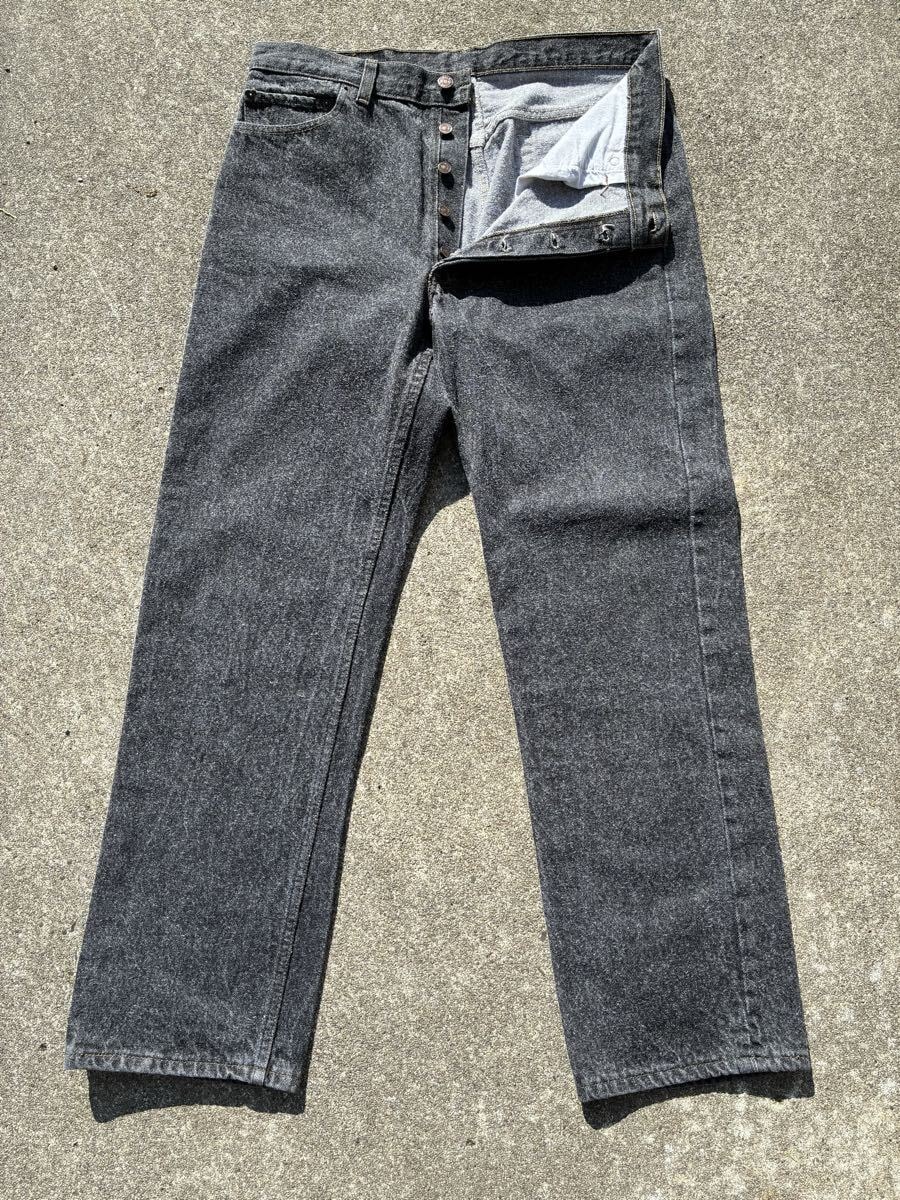 Levi’s 先染めブラック501 ゴールデンサイズW36 L30 オリジナルレングス 毛羽立ち有り極上バキバキコンディション