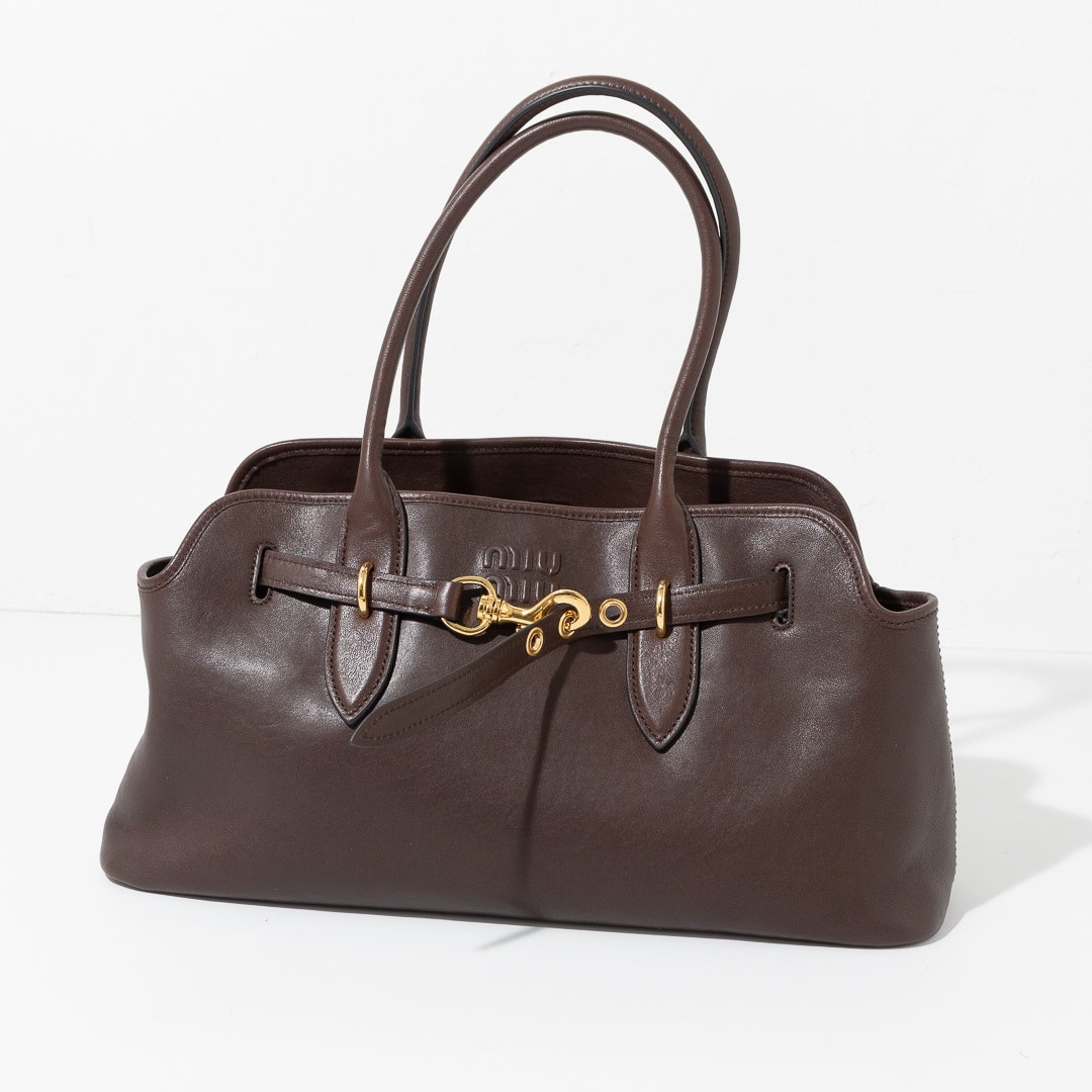 MIU MIU ミュウミュウ Aventure アバンチュール ラージ ショルダーバッグ ブライアウッド ブラウン ナッパレザー 5BG310