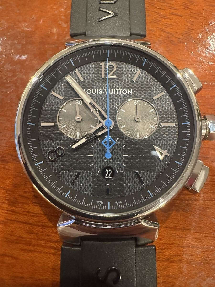 ルイヴィトン タンブール ダミエグラフィット クロノグラフ 腕時計 QA094Z クォーツ
