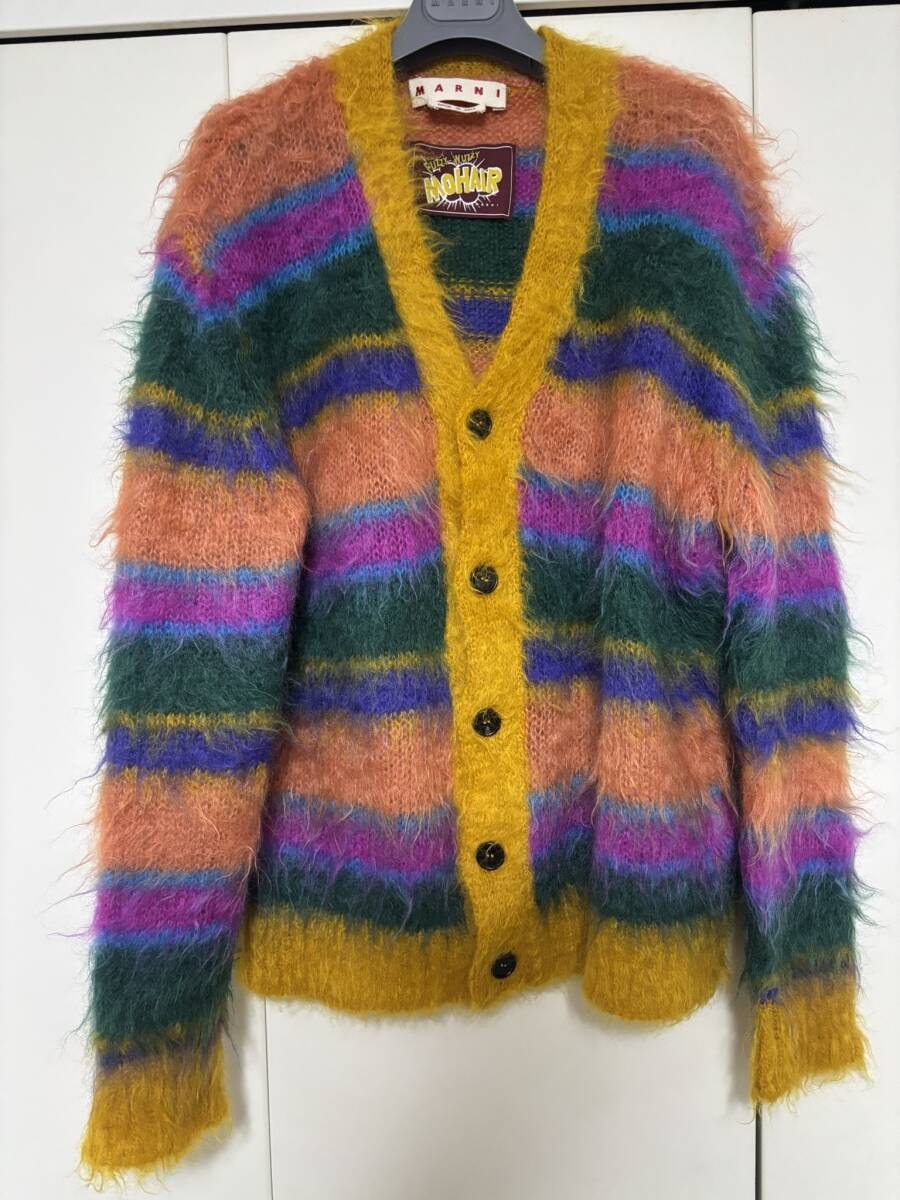やや傷や汚れあり】MARNI モヘア カーディガン サイズ46 マルチカラー