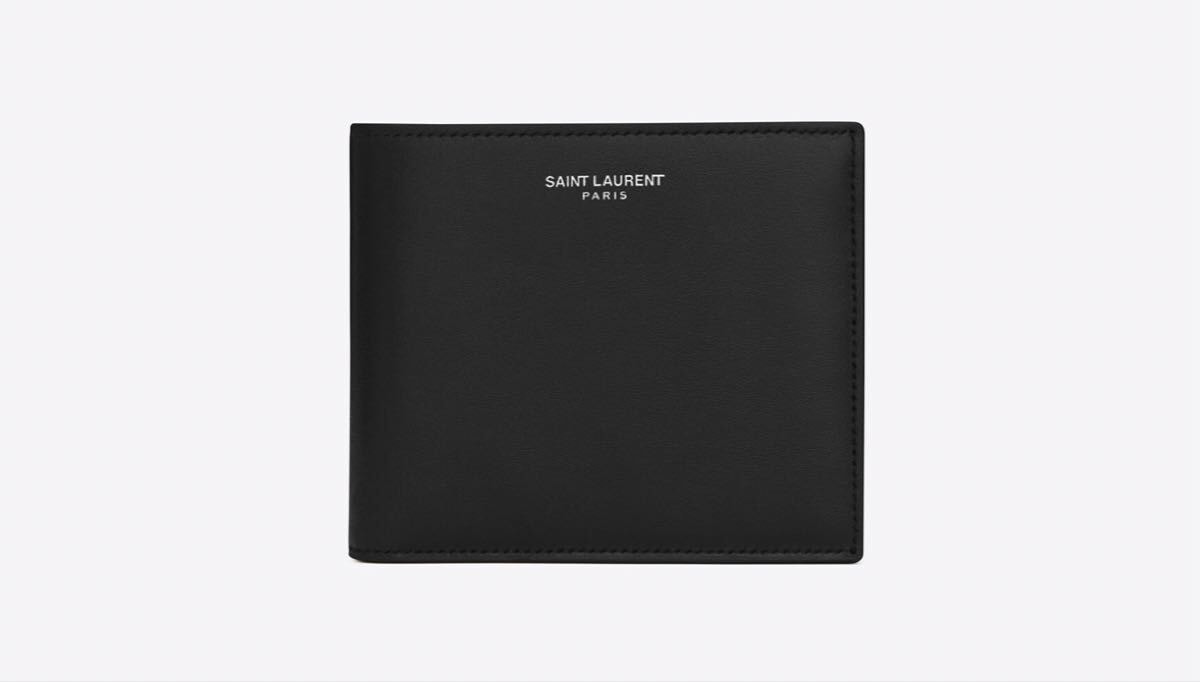 サンローラン SAINT LAURENT 2つ折り財布 スムースレザー 小銭入れ付　コインパース　付き