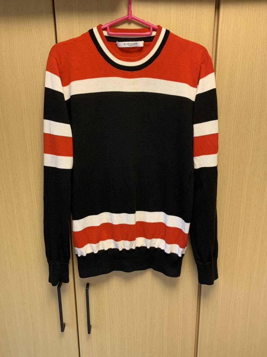 正規 17SS Givenchy ジバンシィ ボーダー コットン ニット 紺赤白 XS 品番 17S 7520 514
