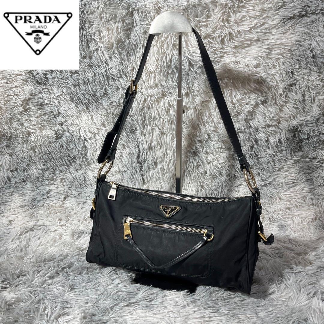 [大人気]　プラダ　ＰＲＡＤＡ　ショルダーバッグ　ナイロン　無地　三角ロゴ