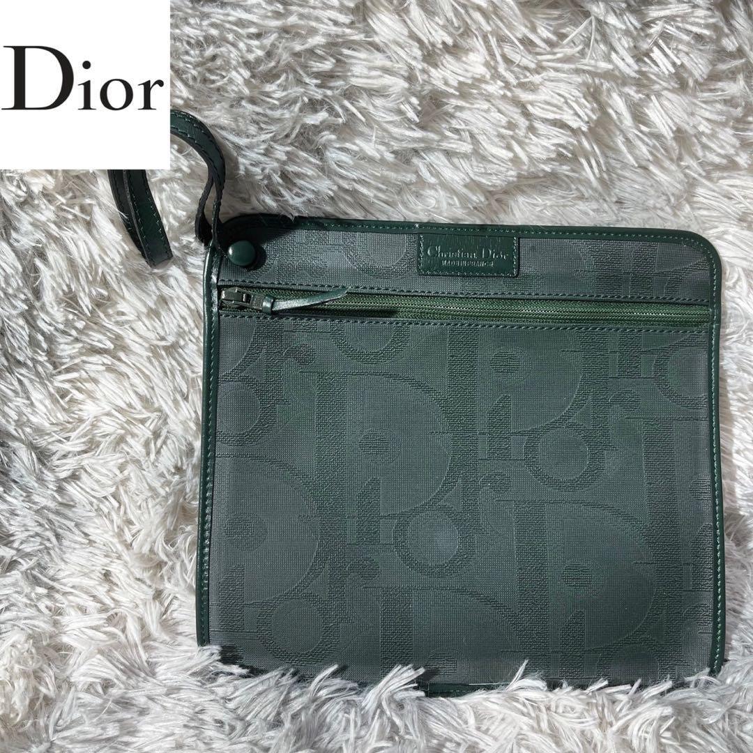 [大人気]　ディオール　Dior　ポーチ　トロッター　グリーン　クラッチバッグ