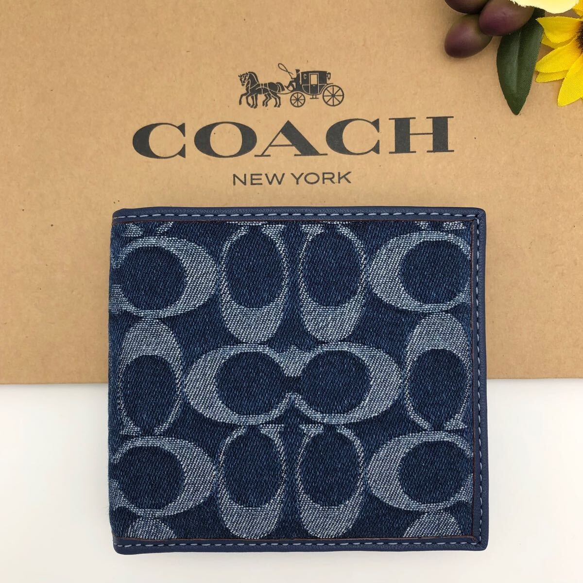 COACH 財布 ★大人気★ コイン ウォレット シグネチャー デニム ディープブルー CY984 SVXR9 新品