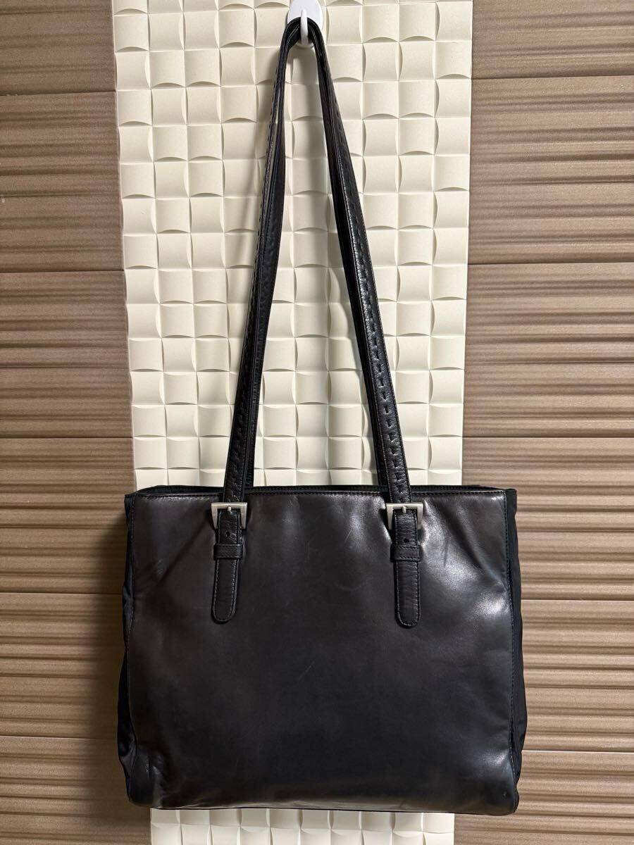 PRADAトートバッグ　ショルダーバッグ　ブラック　レザー　ナイロン