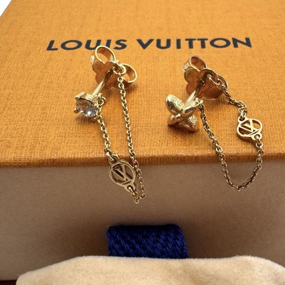 No.389 超美品☆LOUISVUITTON ルイヴィトン ピアス ブックルドレイユ プティルイ M00390 両耳用 アクセサリー ゴールド レディース