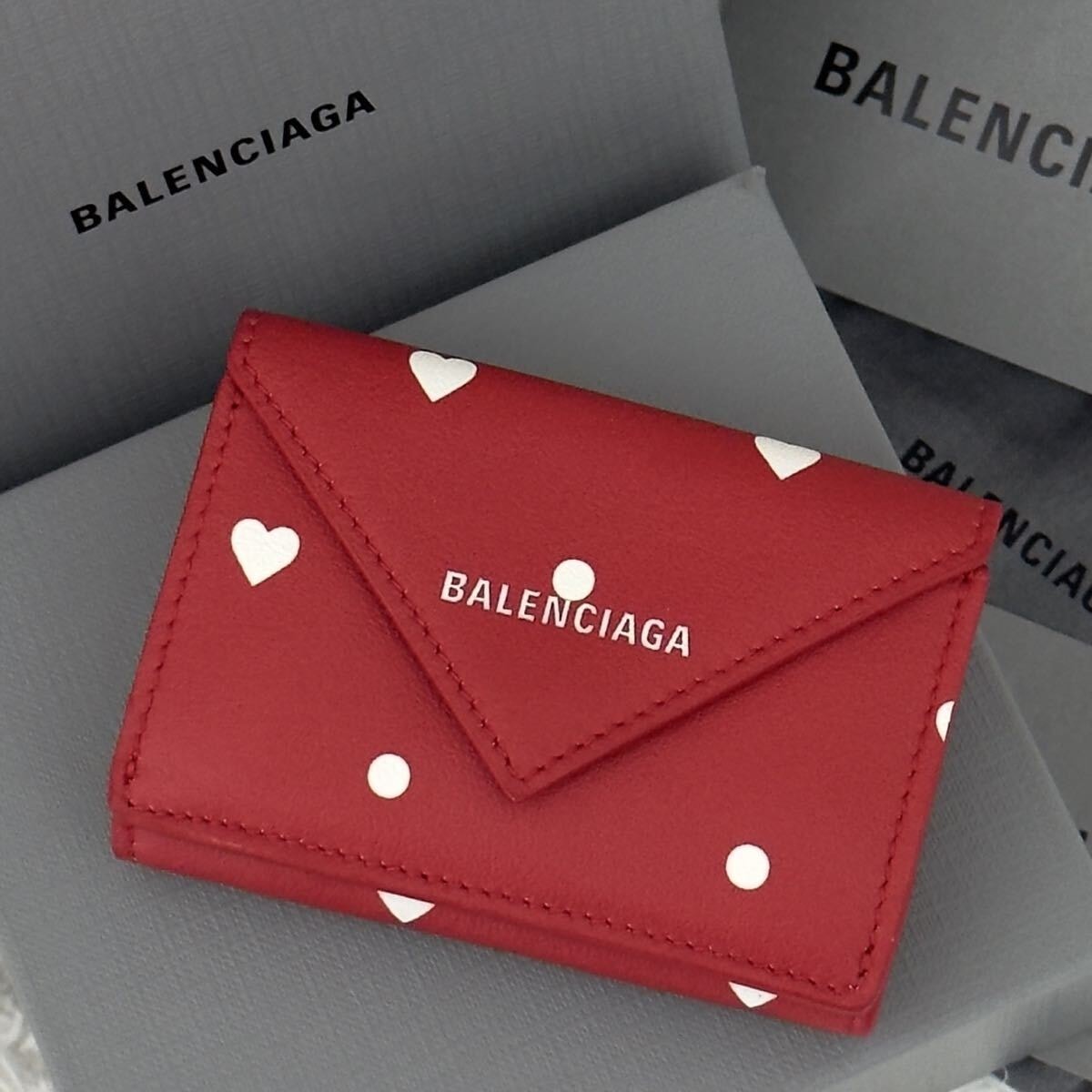 ☆未使用級☆激レア BALENCIAGA バレンシアガ 三つ折り財布 レザー ペーパーミニウォレット コンパクト ウォレット