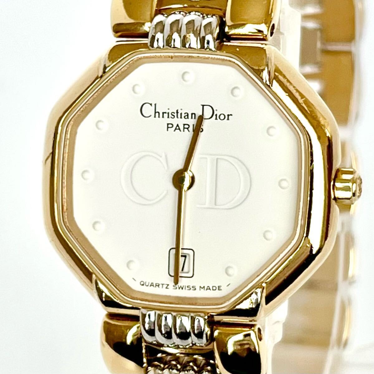 【稼働】磨き済み クリスチャンディオール Christian Dior レディース 腕時計 美品 電池新品 ゴールド 白文字盤 s2006