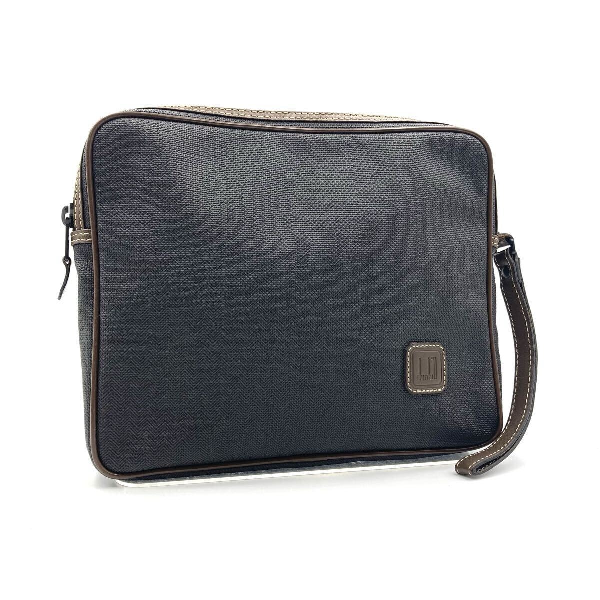 1円 □極美品□ dunhill ダンヒル ロゴ PVC×レザー ゴールド金具 