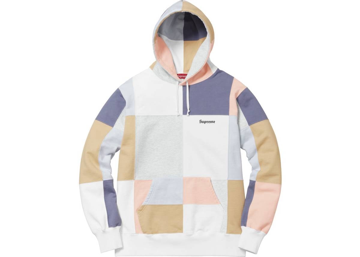 Supreme Patchwork パーカー パッチワーク 白 L 17aw 新品・未使用(ワケあり)】Supreme Patchwork Hooded Sweatshirt White