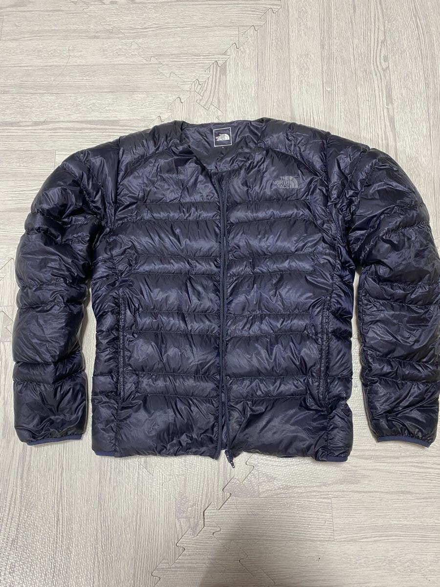 【美品】 L THE NORTH FACE ノースフェイス ダウンジャケット ネイビー ダウンカーディガン