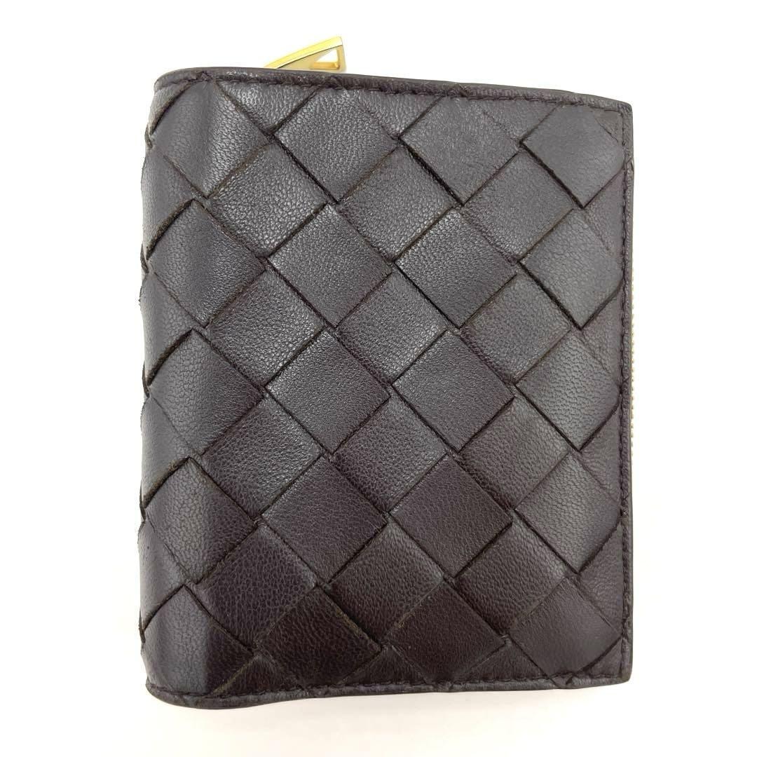 No.330 超人気商品☆【美品】ボッテガヴェネタ イントレチャート 二つ折り財布 ブラウン 小銭入れ付き 人気カラー レディース ユニセックス