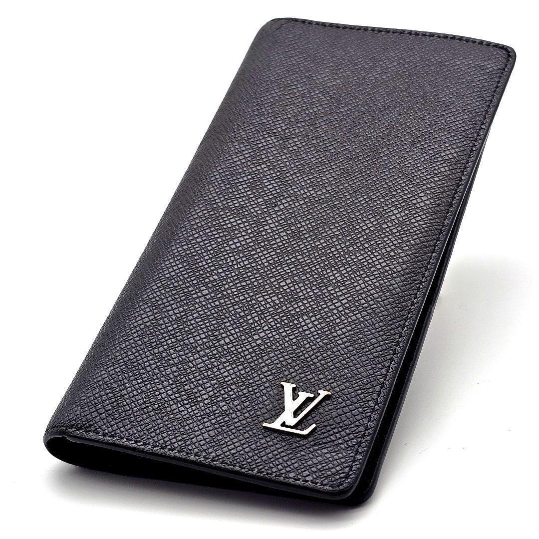 ルイヴィトン　ポルトフォイユ　ブラザ　タイガ　メタリックロゴ　長財布　二つ折り財布　黒系　A139