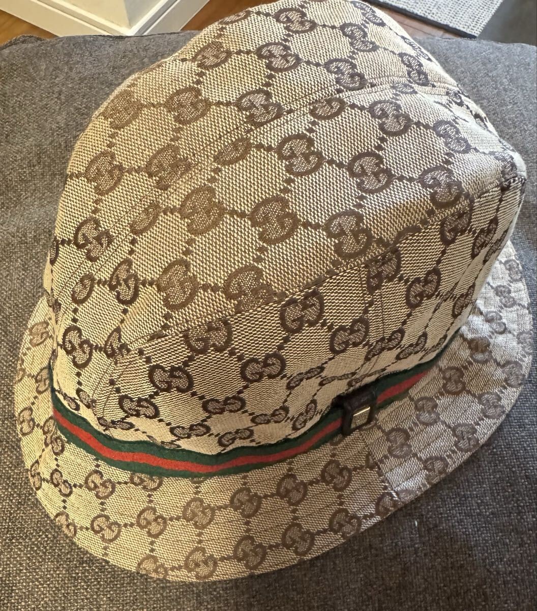 正規品 美品 GUCCI グッチ GGパターン バケット ハット ベージュ L