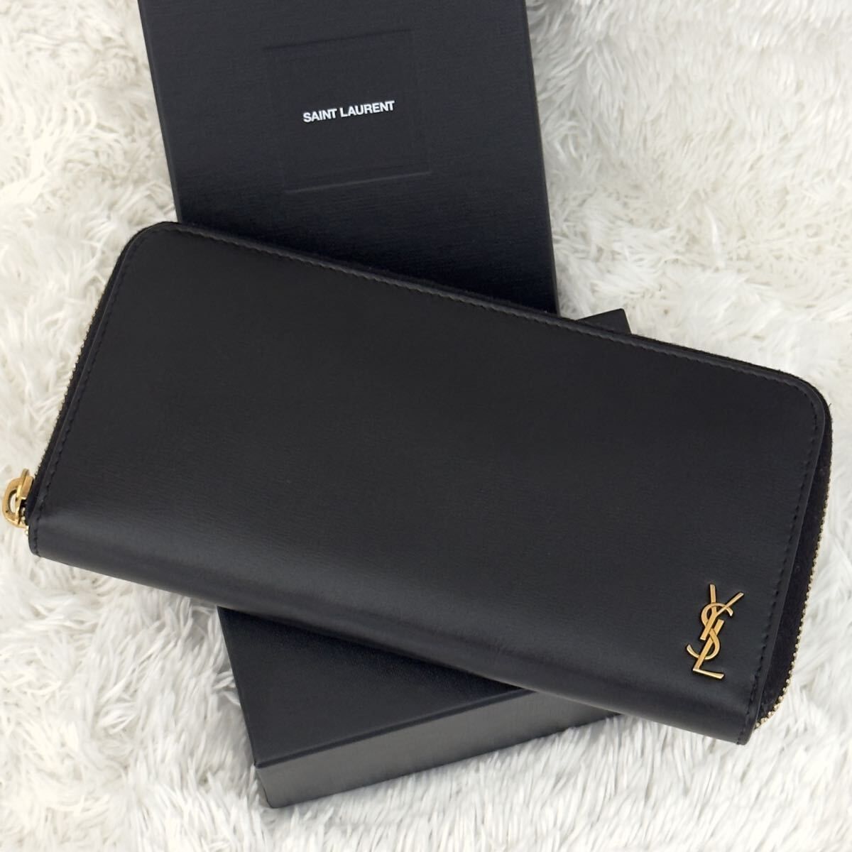 ☆極美品☆サンローラン Saint Laurent カランドラ ラウンドファスナー 財布 ゴールド金具 長財布 レザー