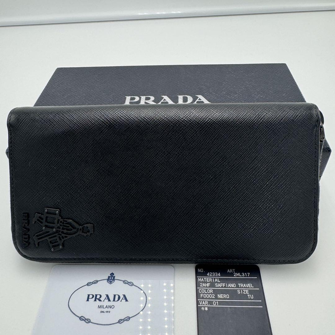 No.406 超希少レア【超美品】PRADA プラダ サフィアーノ トラベル 長財布 2ML317 ジップアラウンド ポーターコラボ ブラック ユニセックス