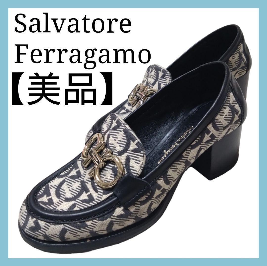 美品 サルヴァトーレ フェラガモ ガンチーニ ビット金具 パンプス ローヒール