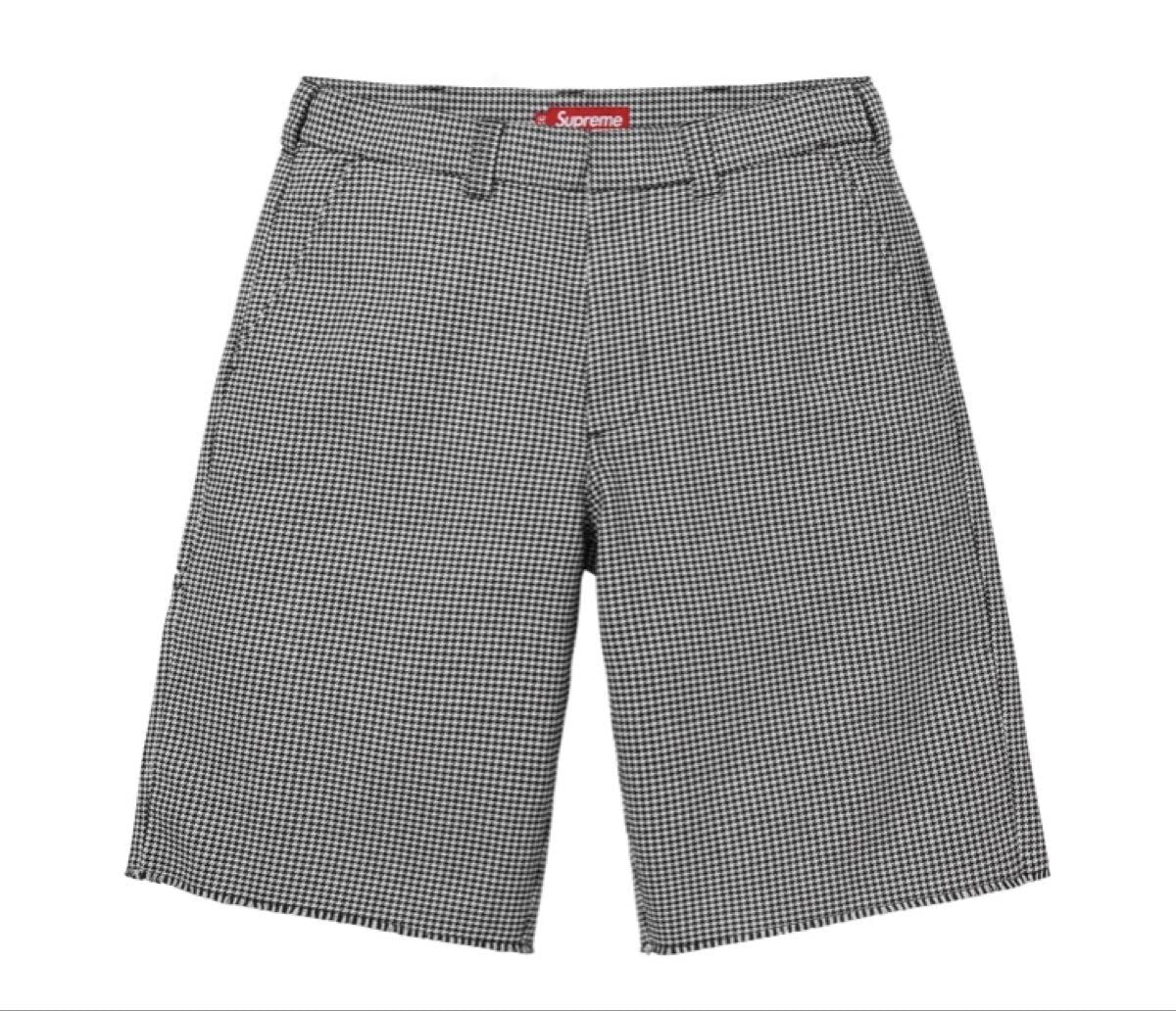 Supreme Work Short ブラック×ホワイト 32インチ White Houndstooth シュプリーム ワークショーツ ホワイトハウンドトゥース ハーフパンツ