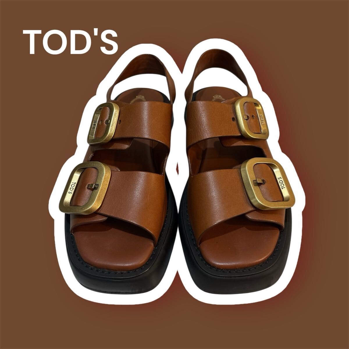 TOD'S トッズ ダブルベルトレザーサンダル ブラウン 36 23cm