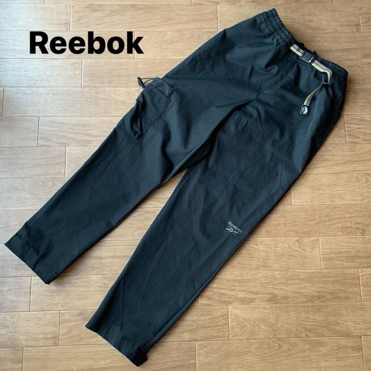 Reebok リーボック クライミング カーゴパンツ トラックパンツ XLサイズ ブラック ウェビングベルト ストレッチ ギミック tech 