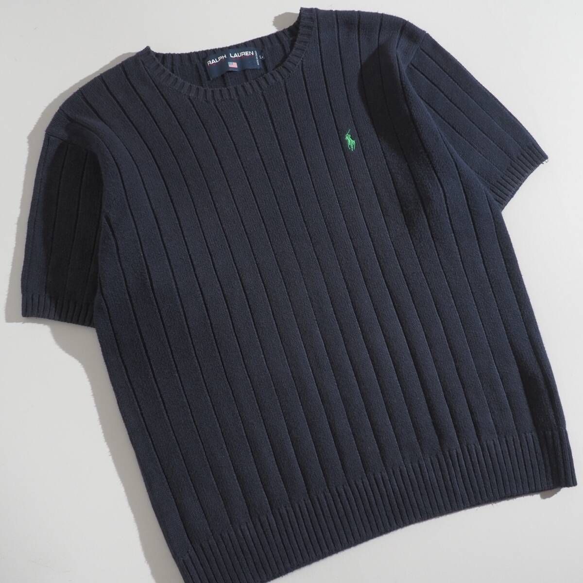 ラルフローレン　Ralph Lauren　正規品　サマーニット　リブニット　半袖　ブラック　レディース　美品