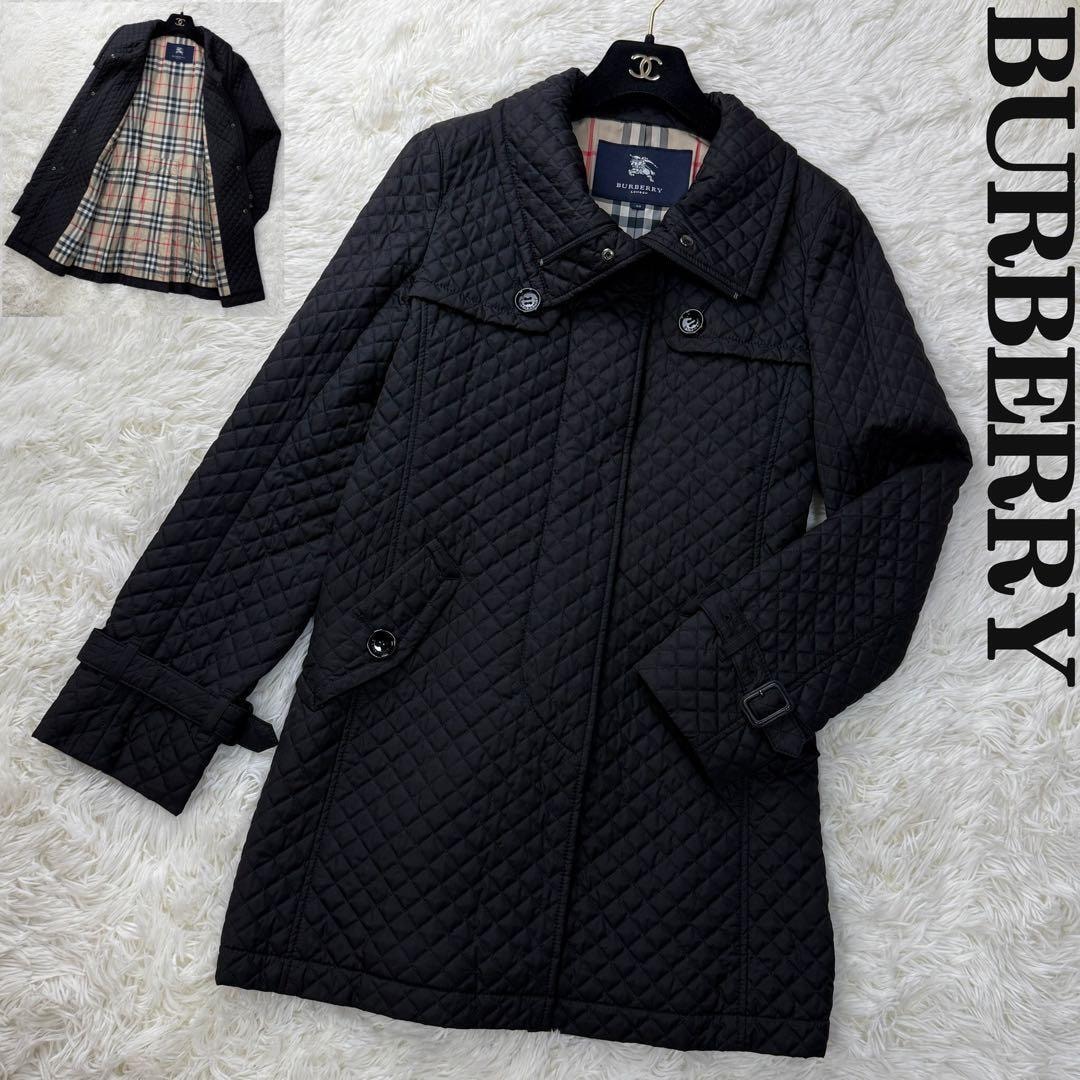 希少 Lサイズ BURBERRY バーバリー ノバチェック キルティング コート ブラック レディース 40 Lサイズ