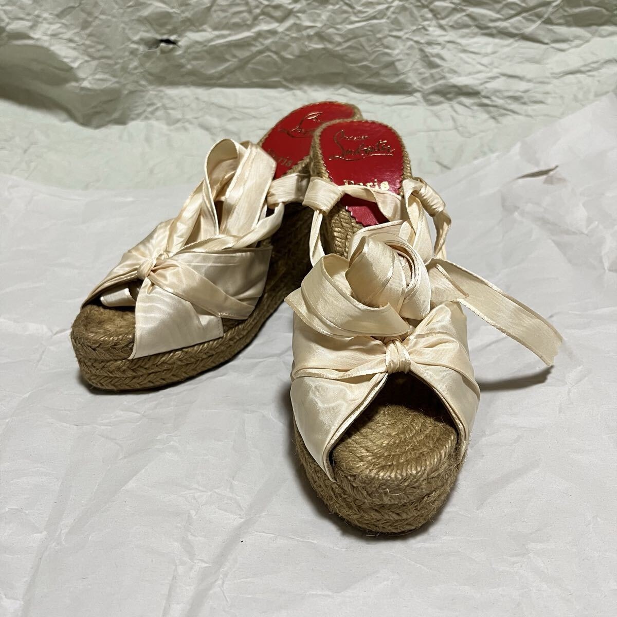 【希少】 クリスチャンルブタン レースアップ ウェッジソール サンダル 35 Christian Louboutin レースアップ