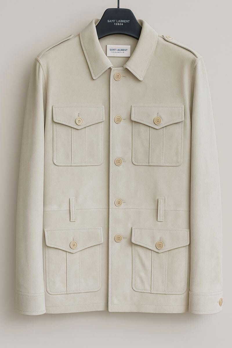 【定価60万円超・極美品・希少】サンローラン Saint Laurent スエードレザージャケット 50サイズ★定価60万円超・国内正規品・付属品あり★