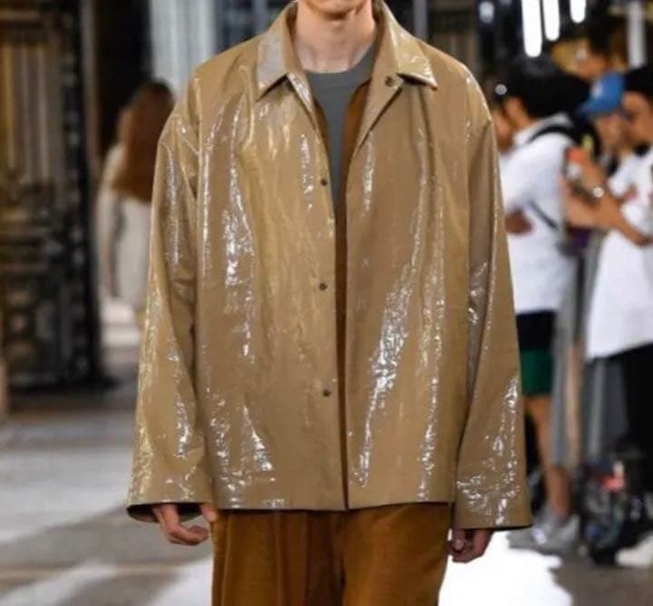 AURALEE LINEN ENAMEL LAMINATE BLOUSON