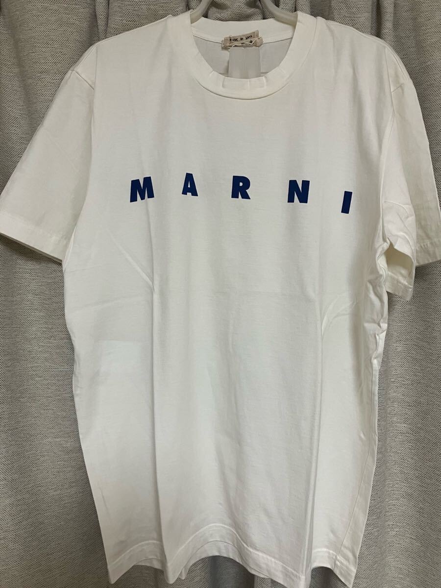 A (未使用に近い)】MARNI ロゴ Tシャツ ホワイト サイズ44の古着・中古