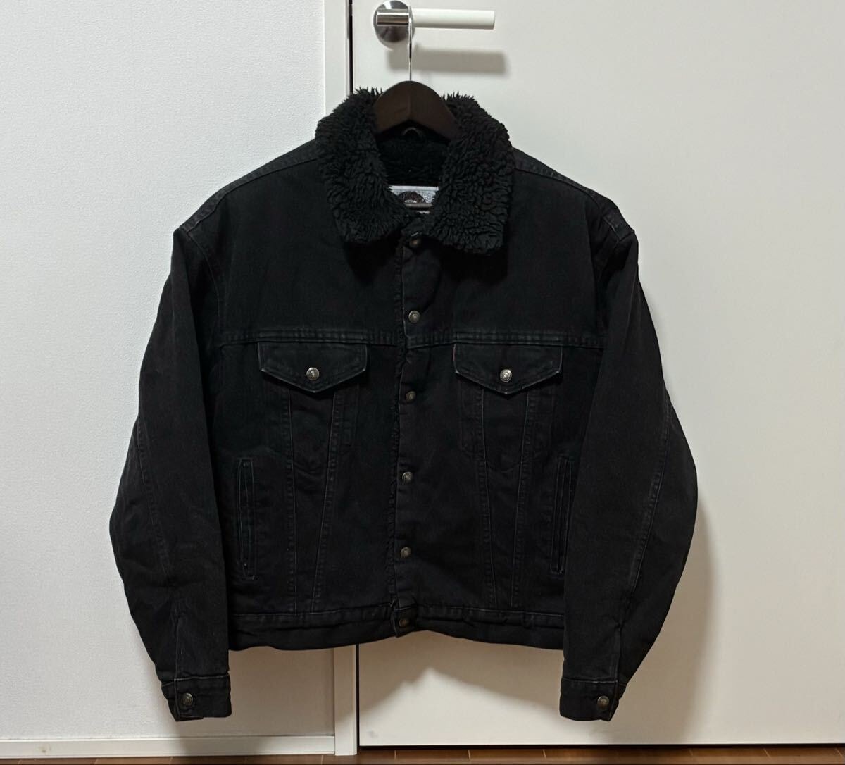 Levi’s 70698 黒 x 黒 ボアジャケット USA製 ゴールデンサイズMedium 真っ黒バキバキコンディション