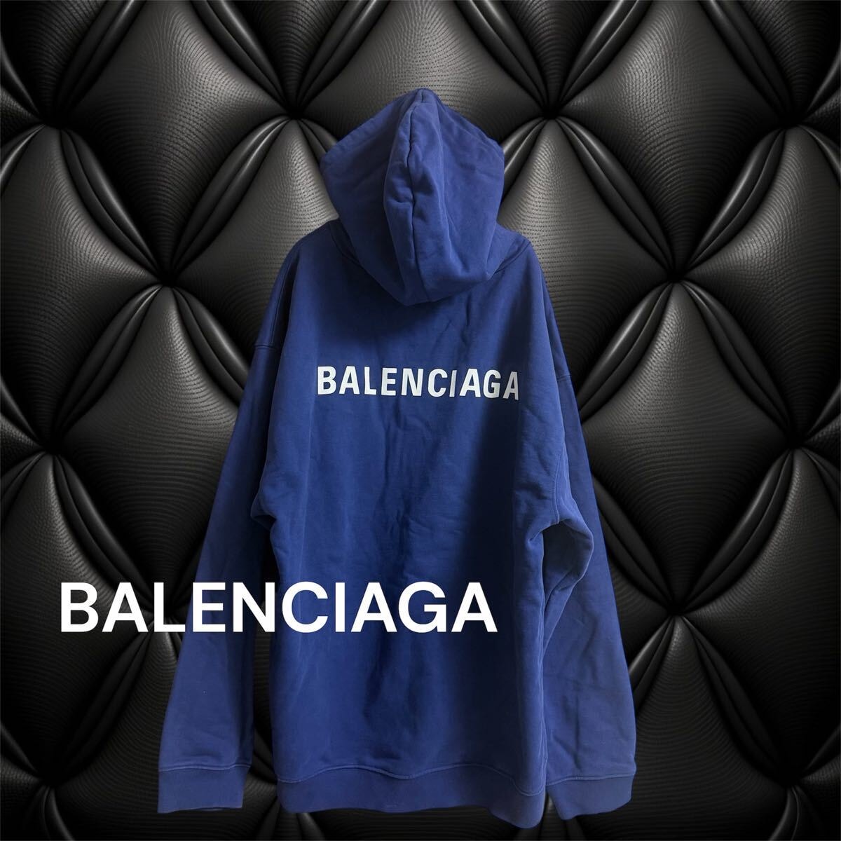 【国内正規品】BALENCIAGA バレンシアガ 600583 TIV84 ネイビー バックロゴパーカー サイズXL
