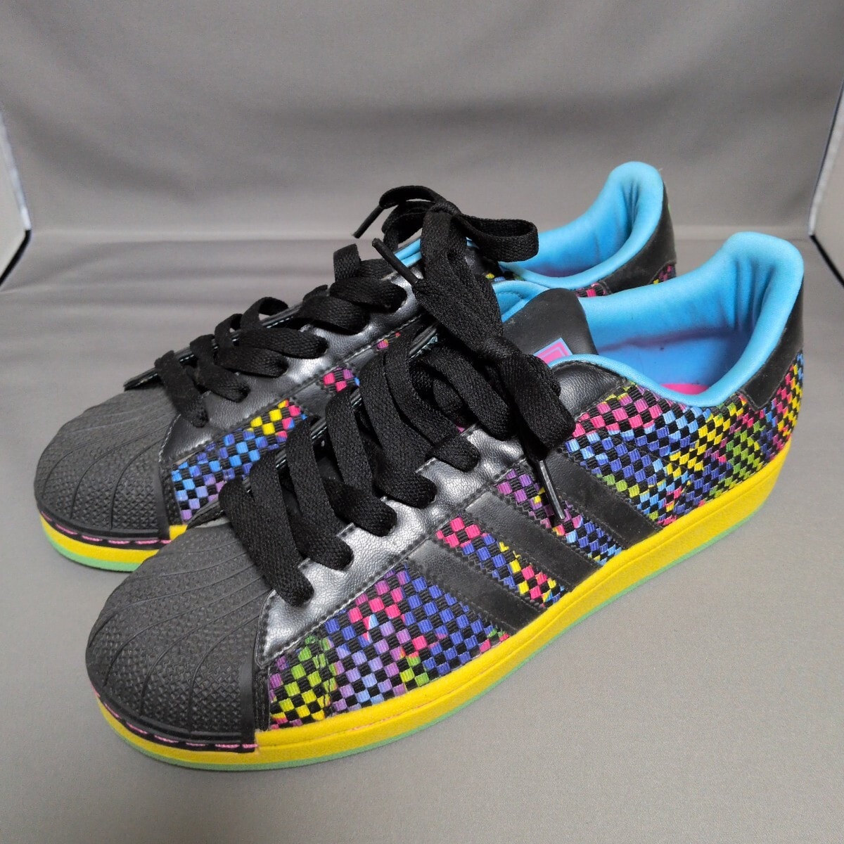 【割引】adidas アディダス★SUPERSTARⅡ スーパースターⅡ★ブラック/パステルカラー編み込み★28センチ