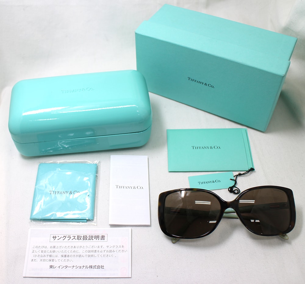 【TIFFANY&Co.】ティファニー べっ甲風 ラインストーン セルフレーム ダークブラウン　サングラス TF-4071-B-A　8134/3G レディース