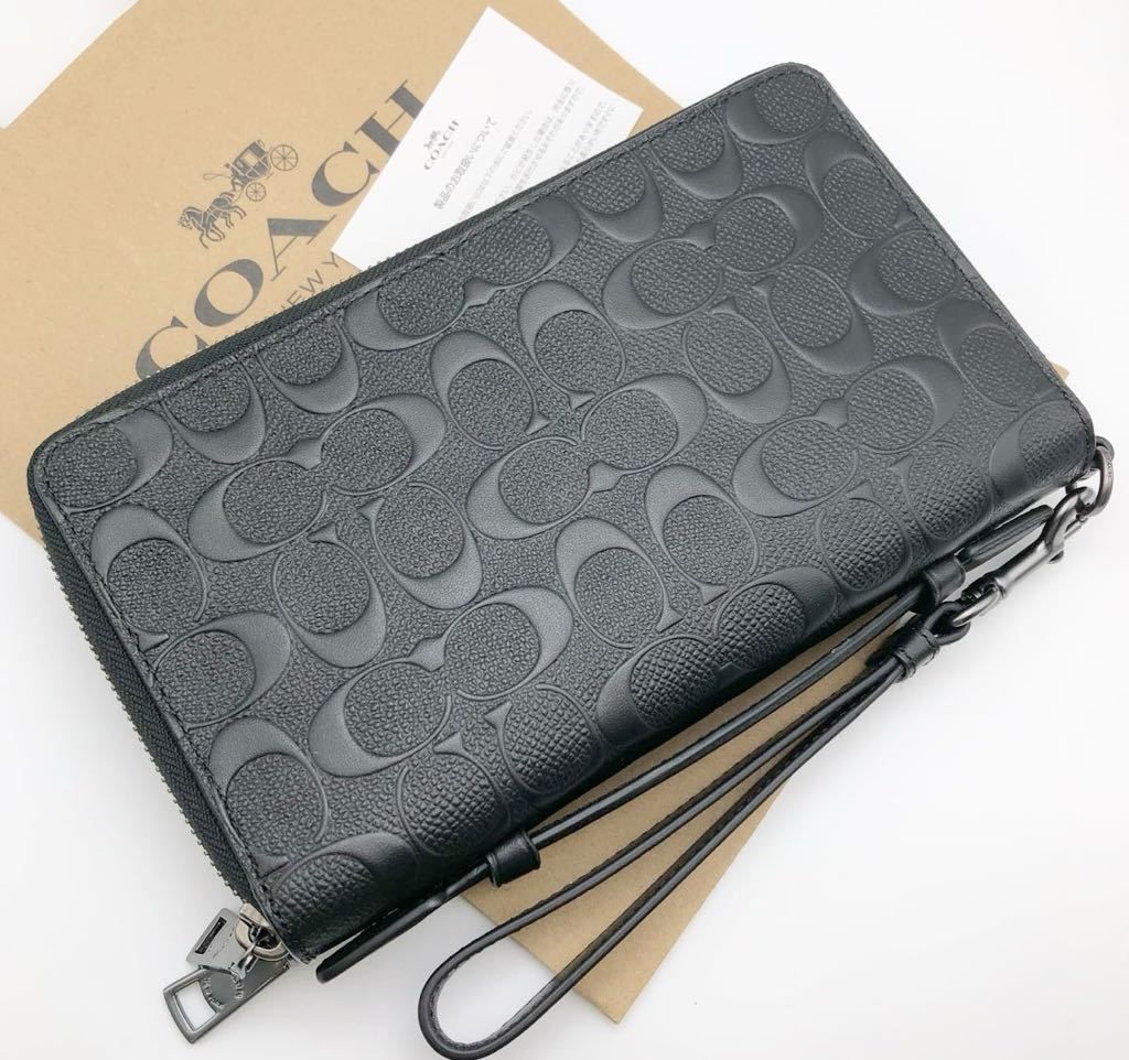【COACH☆新品】大人気！再入荷！ダブルジップ！シグネチャー！ブラック！