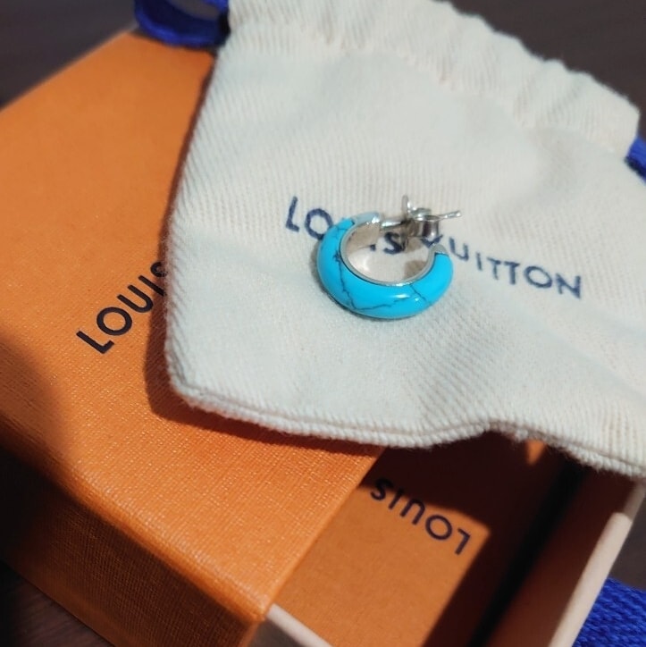 ルイヴィトン　ターコイズ　フープピアス