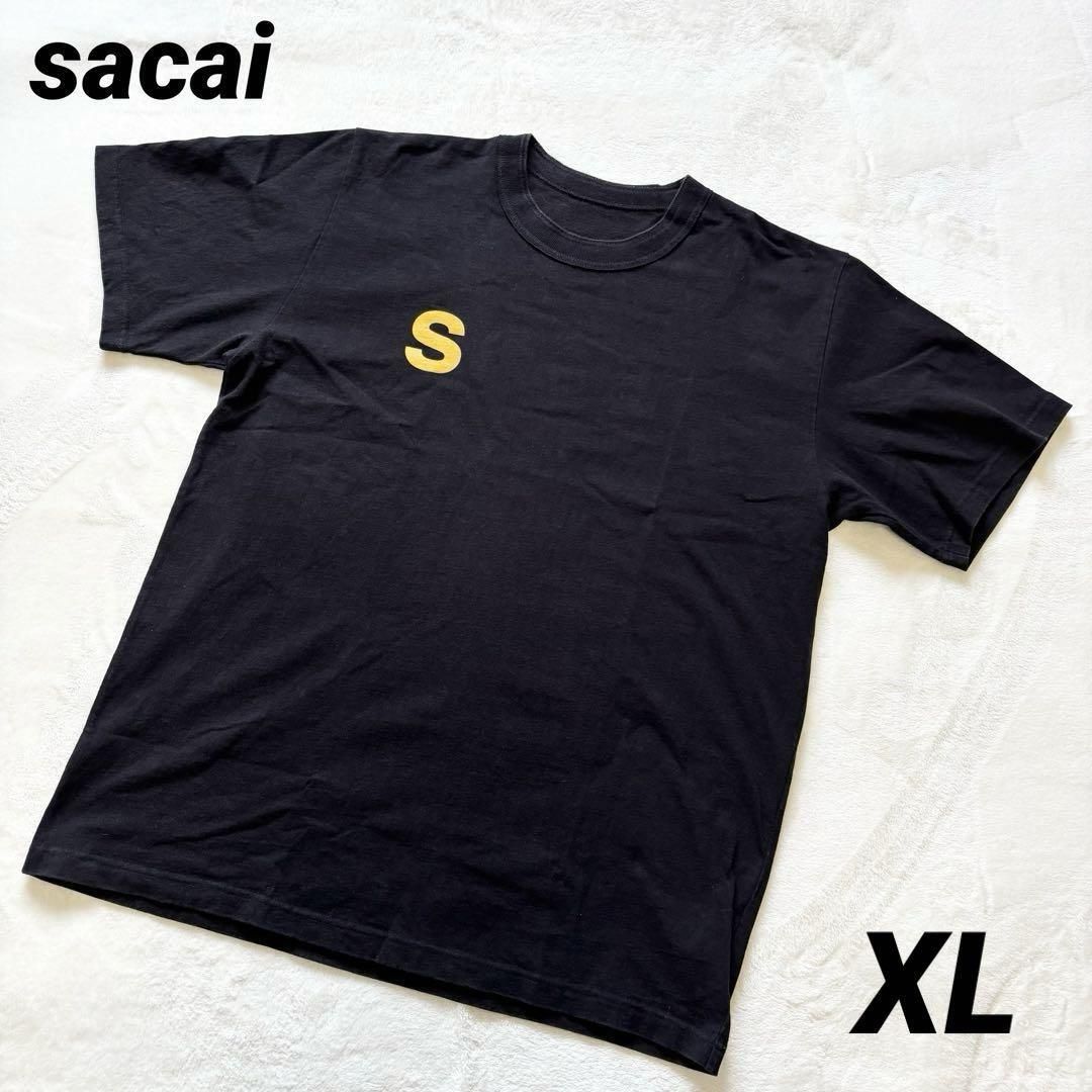 sacai サカイ Tシャツ 反転ロゴ 黒 5 XL ロゴ プリント 半袖
