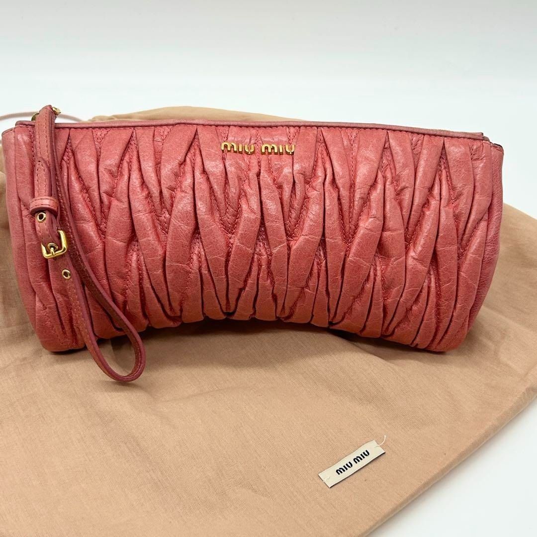 miu miu ミュウミュウ ポーチ レディース マテラッセ ピンク ゴールド レザー