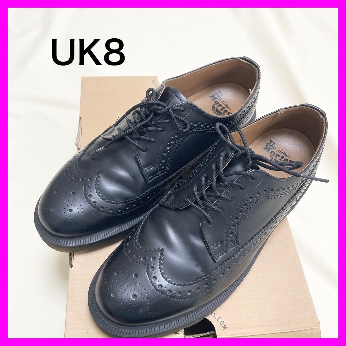 B (目立った傷や汚れなし)】【美品】UK8 マーチン ウイングチップ 3989