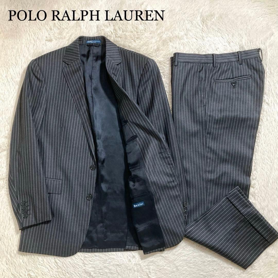イタリア製 POLO RALPH LAUREN ポロラルフローレン スーツ セットアップ ウール グレー ストライプ