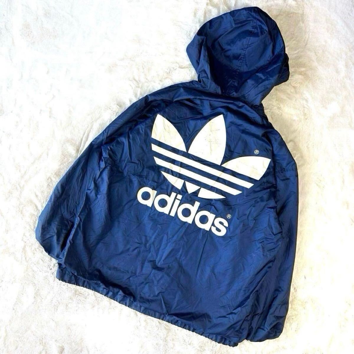  80s 80年代 90s 90年代 アディダス adidas デサント製 ナイロンジャケット ナイロンパーカー ヴィンテージ デカロゴ トレフォイル L 古着